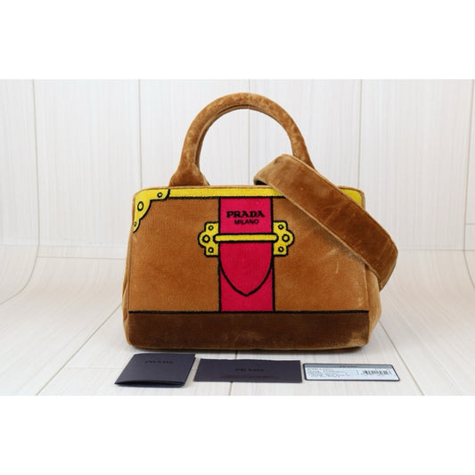 Very Good ( Rank A) |PRADA Cahier Velvet Tote Bag With Shoulderstrap|X24090502