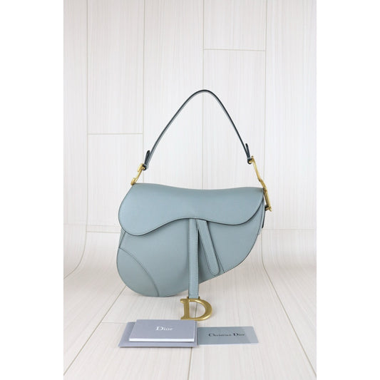 Very Good ( Rank A)|Dior Trotter Saddle Shoulder Bag Medium Blue Current Model|S25073011