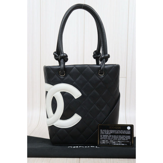 Good ( Rank AB)| CHANEL Cambon Line Calf Leather Mini Tote Bag Made In 2004-2005Year|25111306