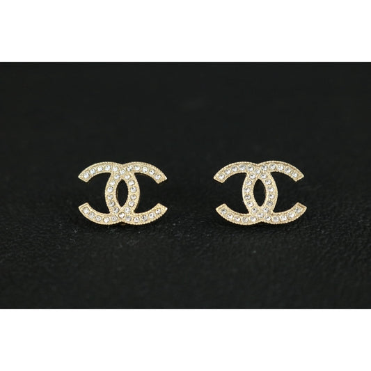 Very Good ( Rank A) |CHANEL COCO Mark Rhinestone Earrings Made In 2014Year|S25121110