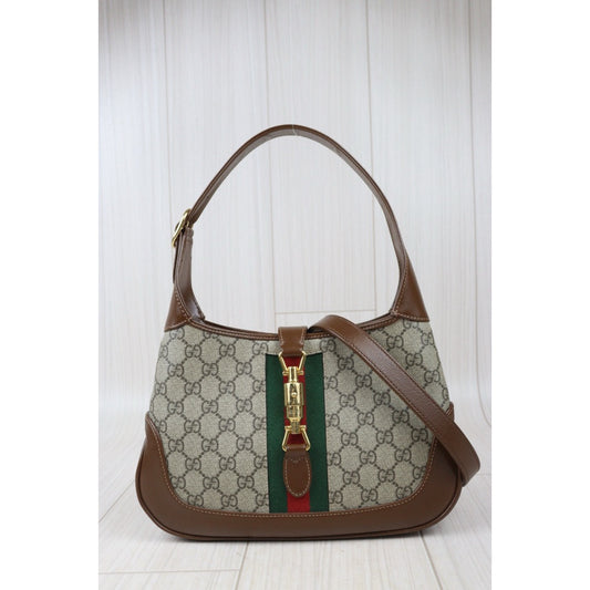 Rank A | GUCCI Tan Monogram Canvas Hobo Jackie O Bag With Shoulder strap|S24071402