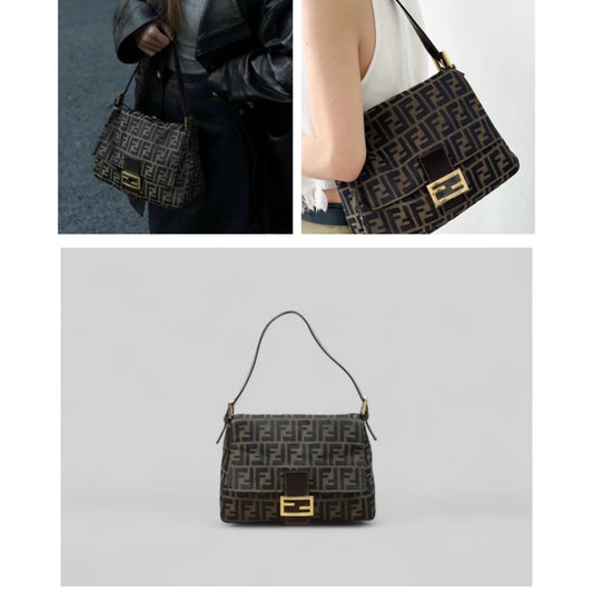 Good ( Rank AB) | FENDI Zucca Mamma Baguette Shoulder Bag Gold Hardware|S25042121