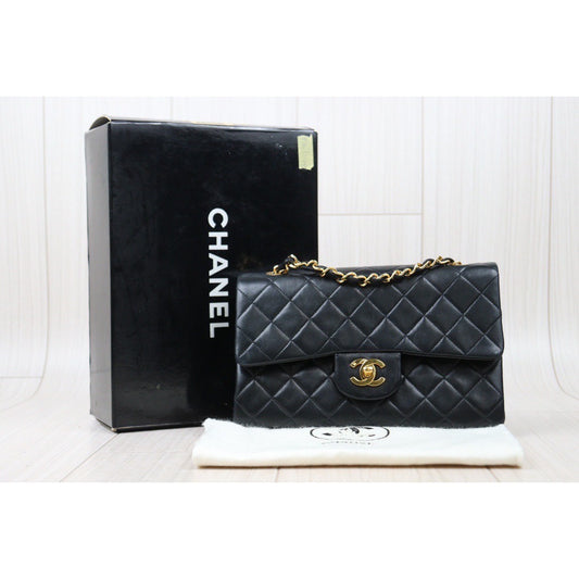 Rank AB| CHANEL Matrasse Double Flap 23 Shoulder Bag Black Made In 1991-1994Year|P24061140