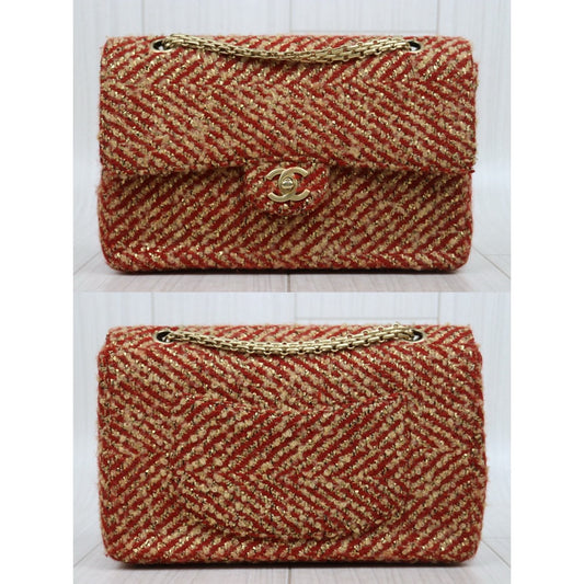 Include Entrupy Certificate of Authenticity|Very Good ( Rank A)| CHANEL Tweed Weave Single Flap 25 Shoulder Bag Made in 2000-2002Year|Y25112501