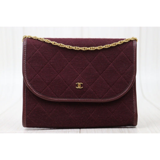 Rank AB| CHANEL Mini Coco Mark Matrasse Canvas Chain Shoulder Bag Red|24060313