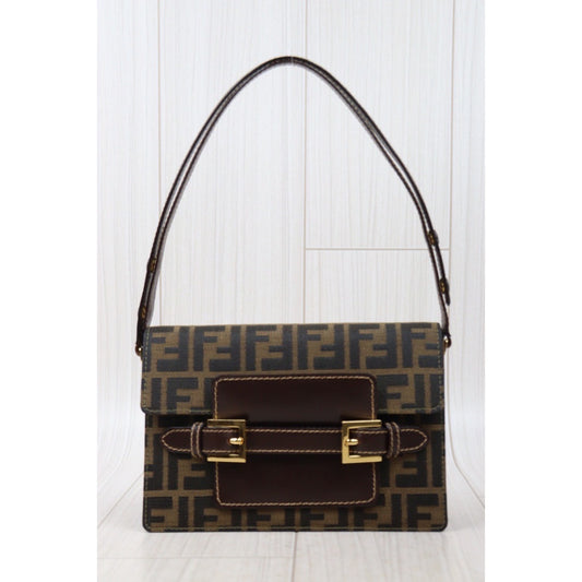 Very Good ( Rank A)| FENDI Zucca Mamma Shoulder Bag Gold Hardware|24061309