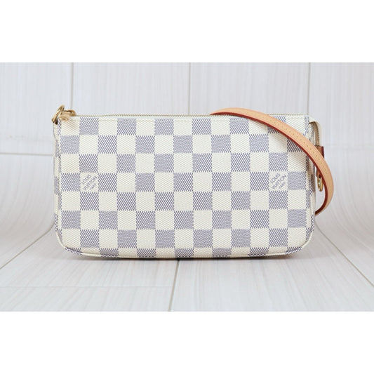 Excellent(Rank SA)| LV Damier Azur Pochette Accessoires White IC Chips Model|S24091404
