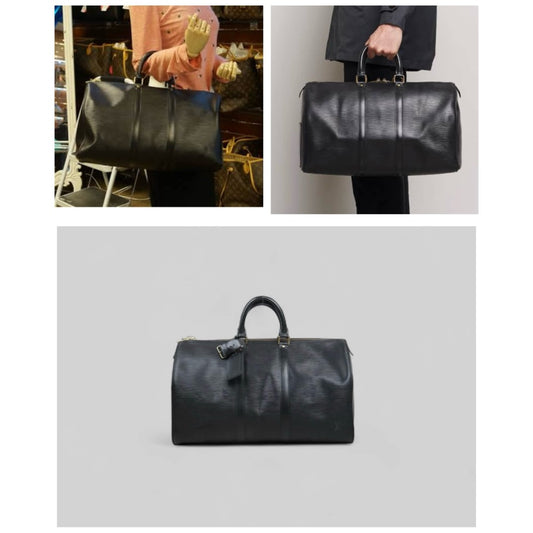 Very Good ( Rank A)| LV Epi Keypol Bandrière 45 Black Hand Bag|25041412
