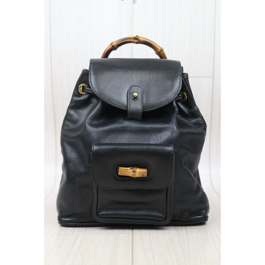 Very Good ( Rank A) |GUCCI Bamboo Leather Mini Backpack Back|24091921