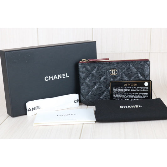 Excellent(Rank SA)|CHANEL Caviar Skin Calf Leather Card Holder Black |X25082804