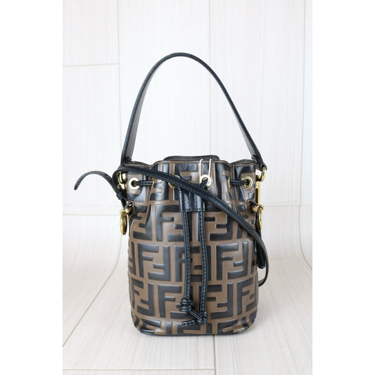 Good ( Rank AB)| FENDI Zucca Mini Mon Tresor Bucket bag Shoulder Bag Brown |W25092103