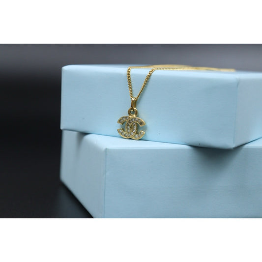 Good ( Rank AB)| CHANEL Coco Mark Rhinestone Necklace|24062601