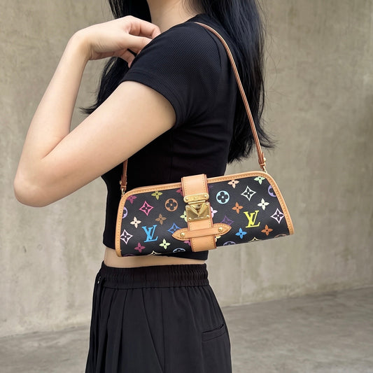 Include Entrupy Certificate of Authenticity|Good ( Rank AB)| Louis Vuitton Monogram Multicolor Shirley Clutch Hand Bag|S26080610