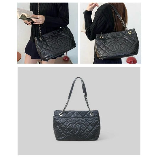 Very Good ( Rank A)| CHANEL Matrasse Chain Tote Bag Caviar Skin Black Made In 2012-2013 Year|S24092802