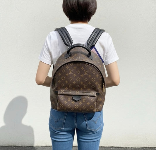 Include Entrupy Certificate of Authenticity|Very Good ( Rank A) | Louis Vuitton Monogram Palm Springs MM Backpack|X26033104