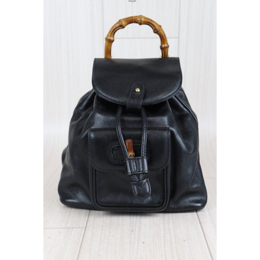 Rank A | GUCCI Bamboo Leather Mini Backpack Back|23101315
