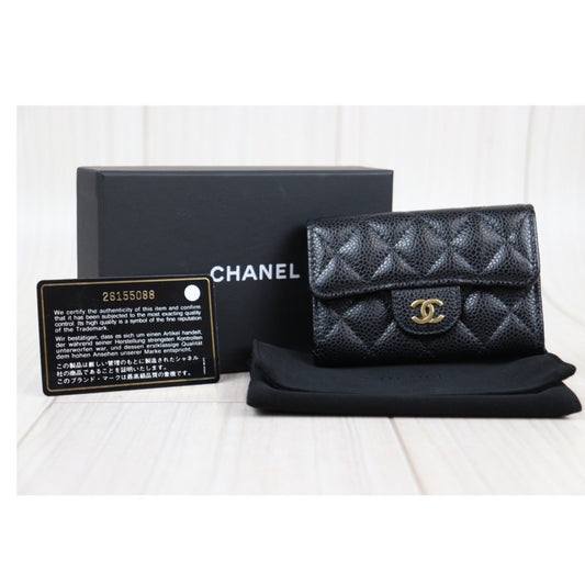 Rank SA|Chanel Caviar Skin Card Holders Made in 2018-2019 Year|S23121102