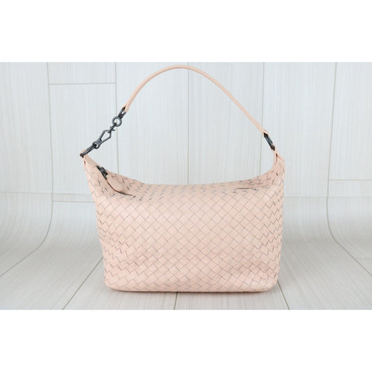Include Entrupy Certificate of Authenticity|Excellent(Rank SA)| Bottega Veneta Lamb Skin Braid HandBag Cinnamon Pink|S26011705