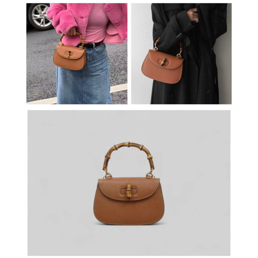 Very Good ( Rank A) | GUCCI Vintage Bamboo Hand Bag Brown |25060302