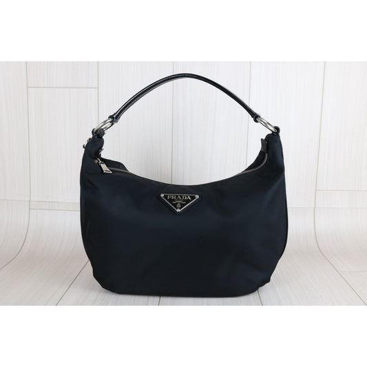 Good ( Rank AB)| PRADA HOBO GM Black HandBag |25120801