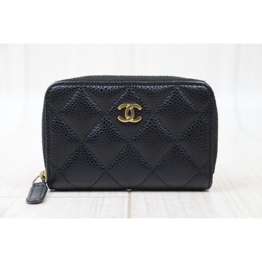Rank A|Chanel Caviar Skin Wallet Black Made in 2019 Year|S24061731