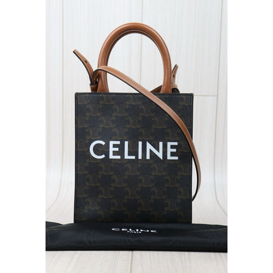 Rank A | CELINE Macadam Sac Pra MINI Tote Bag Shoulder Bag |S24051803