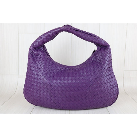 Good ( Rank AB)| Bottega Veneta Lamb Skin Braid Shoulder Bag Deep Purple|S25072001