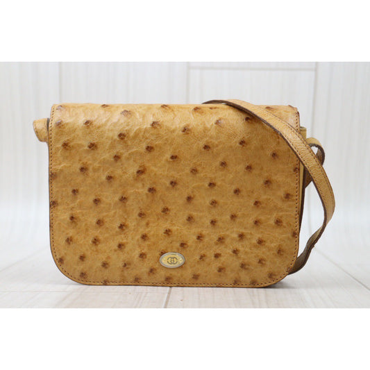 Rank AB | GUCCI Vintage Ostrich Skin Shoulder Bag |S24061725