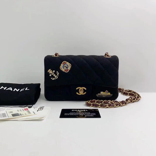 Rank A| CHANEL Campus Matrasse Single Flap 23 Badge Black|230647