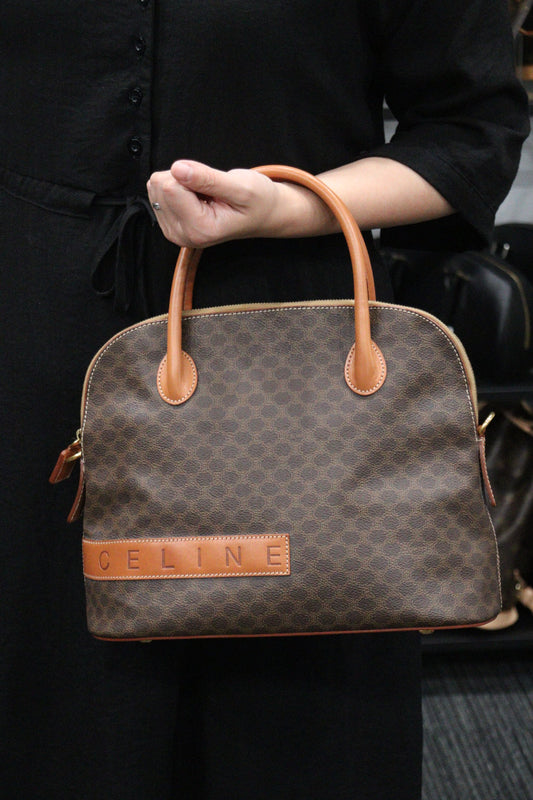 Rank A | CELINE Macadam Bowling Bag Handbag With Shoulder Strap |23120802