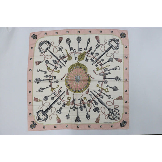 Very Good ( Rank A) | HERMES Les Clefs The Keys Pink Scarf 90|V25110605