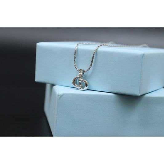 Very Good ( Rank A) | Dior CD Rhinestone Necklace Silver |V25121117