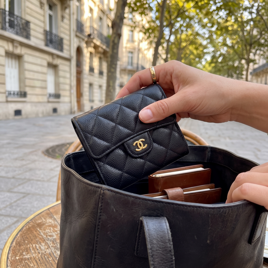 Include Entrupy Certificate of Authenticity|Good ( Rank AB)|Chanel Caviar Skin Black Wallet Made In 2022 Year |26082104