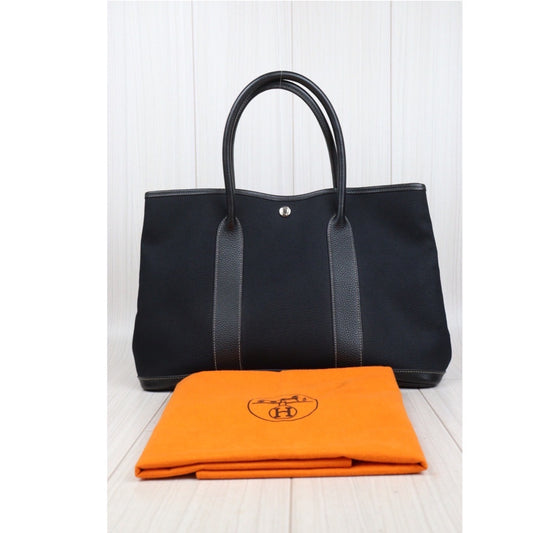 Rank A| HERMES Garden Party PM ◽︎J Stamp HandBag Black|23110909