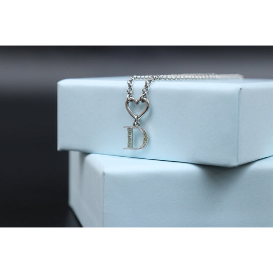 Very Good ( Rank A) | Dior Heart&D Necklace Silver Plated |V25071011