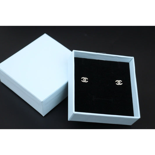 Good ( Rank AB)|CHANEL Mini COCO Mark Rhinestone Earrings Made In 2014 Year|V24122608