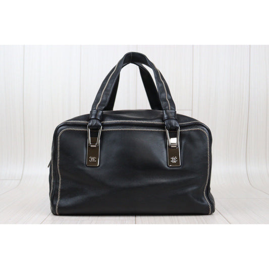 Very Good ( Rank A) | CHANEL Lambskin Handbag Bag Black Made In 2003~2004 Year |Q24030502