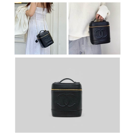 Very Good ( Rank A) | CHANEL Caviar Skin Vanity Handbag Made In 2000~2002 Year |25041011