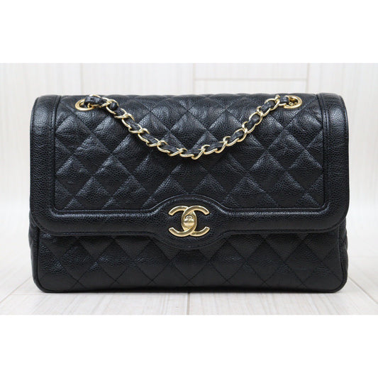 Rank A | CHANEL Caviar Skin Matrasse Shoulder Bag Black |S24041802