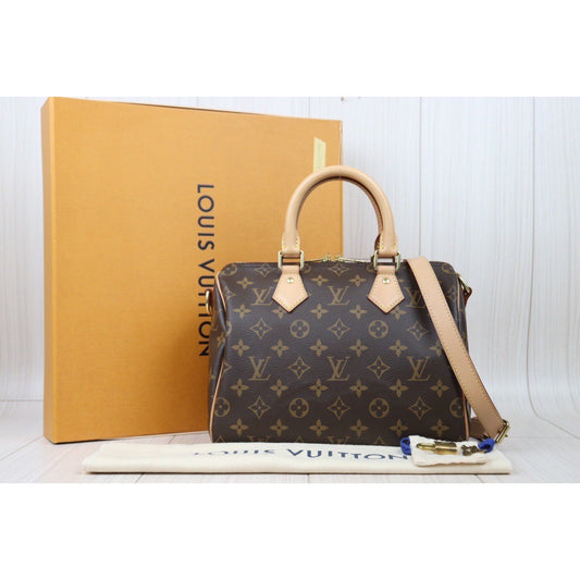 Rank A| LV Monogram Speedy 25 Hand Bag With Shoulder Strap|24070424