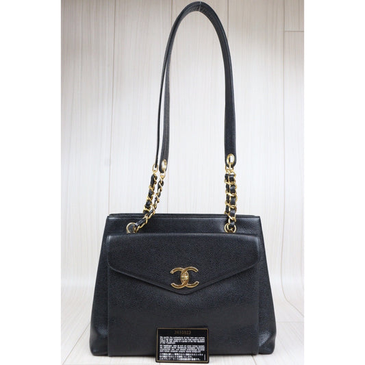 Rank AB |CHANEL Caviar Skin Shoulder Bag Made in 1994-1996 Year|24012205