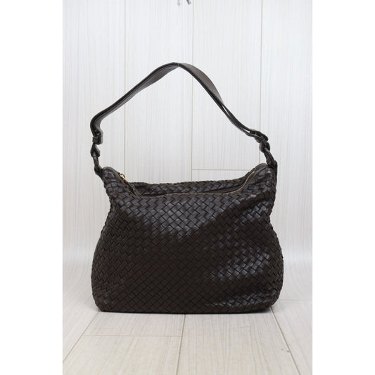 Fair ( Rank B)| Bottega Veneta Lamb Skin Braid Shoulder Bag Brown|25121804