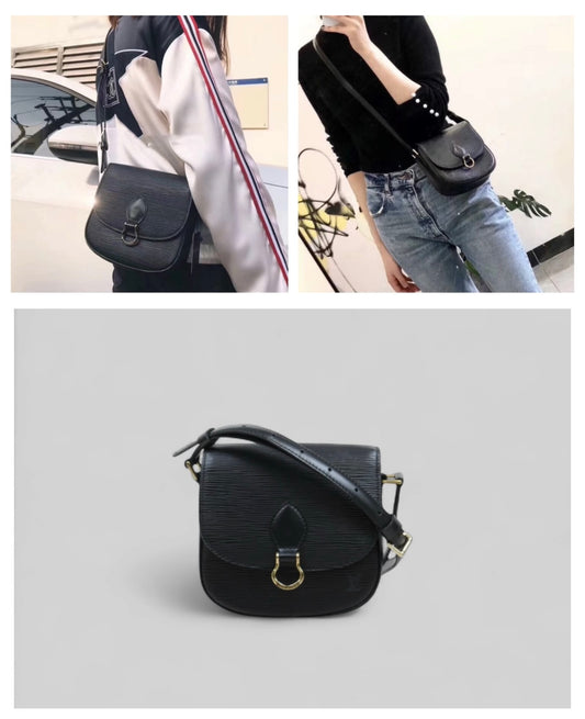 Good ( Rank AB)|LV Epi Saint-Cloud PM Shoulder Bag Black|25042104