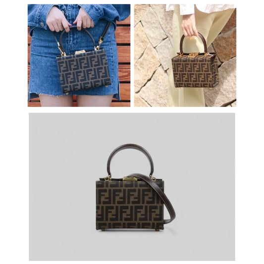 Very Good ( Rank A)| FENDI Zucca 2WAY Handbag With Shoulder Bag Gold Hardware|25042204