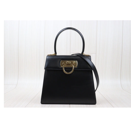 Rank A |Ferragamo Gancini 2WAY Handbag Shoulderbag|24041119