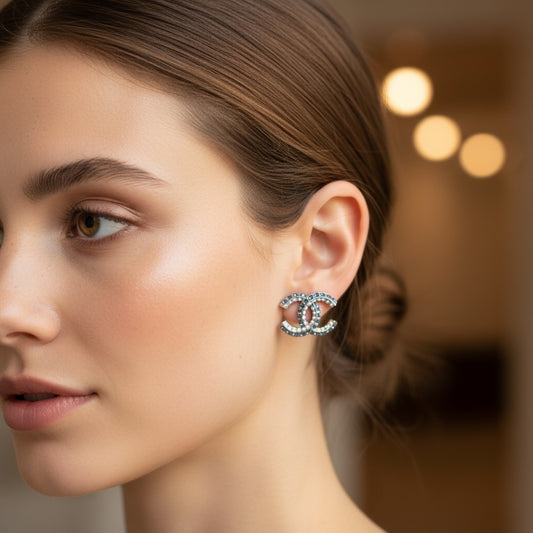 Include Authentic Detective Certificate of Authenticity|Excellent(Rank SA)| CHANEL F19P Coco Mark Rhinestone Earrings Made In 2019Year|S26031005