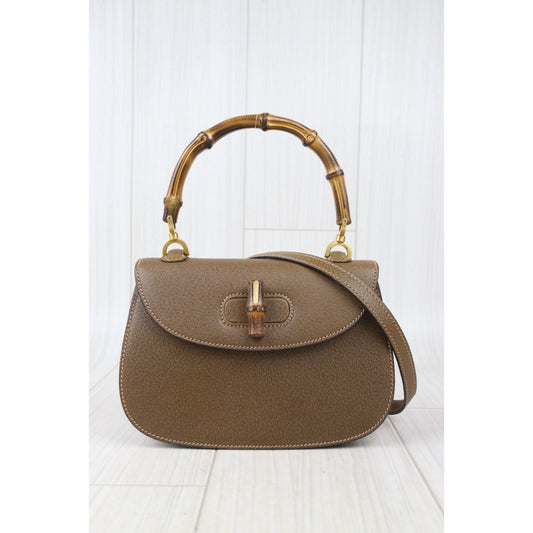 Rank A | GUCCI Vintage Bamboo Hand Bag With Shoulder strap |24082001