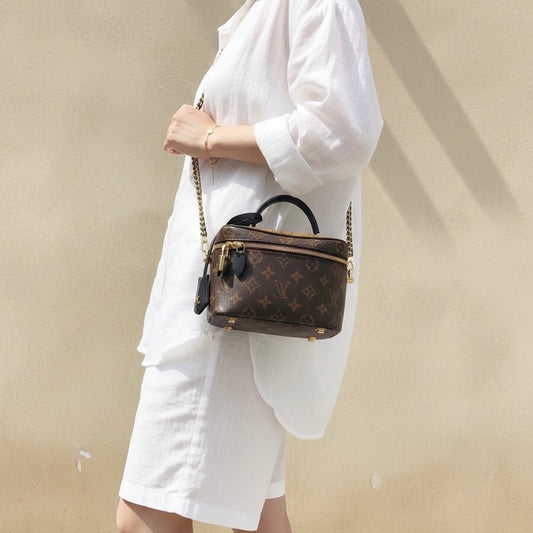 Include Entrupy Certificate of Authenticity|Very Good ( Rank A)| Louis Vuitton Monogram Vanity Handbag Shoulder Bag IC Chips Model|S26051106