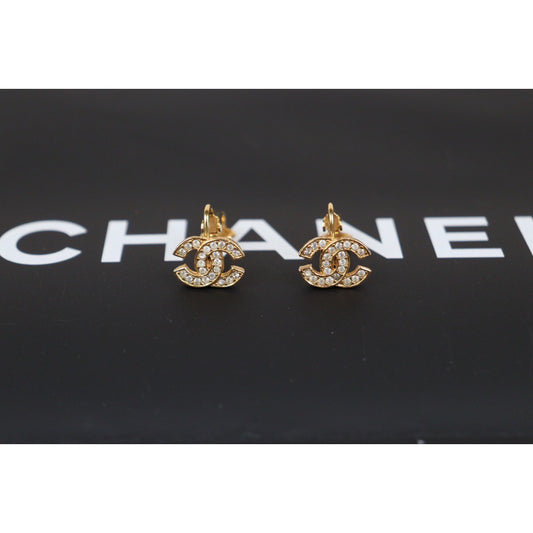 Rank A |CHANEL COCO Mark Diamond Vintage Earrings |24020821