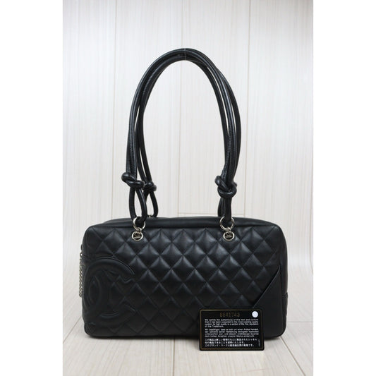 Very Good ( Rank A)| CHANEL Cambon Line Bowling Bag Black Made In 2003~2004 Year|25092602
